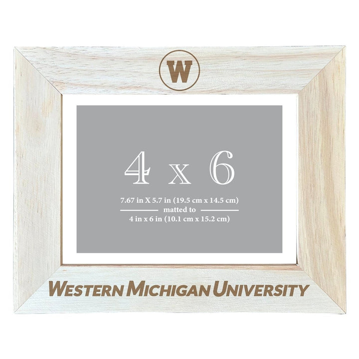 Western Michigan University Wooden Photo Frame - Customizable 4 x 6 Inch - Elegant Matted Display for Memories Image 1