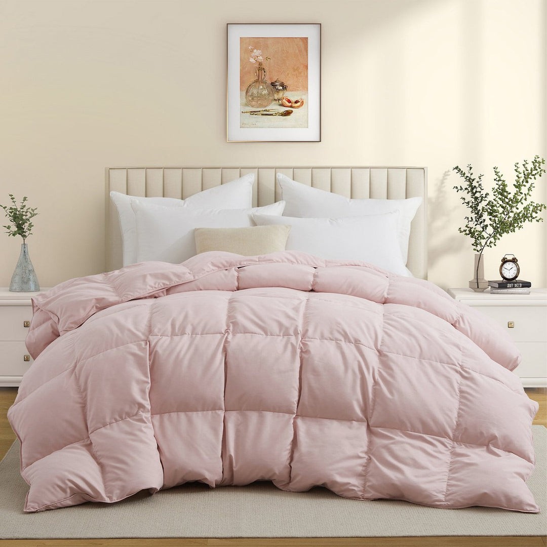 Premium All Seasons White Goose Feather Fiber and Down Comforter Image 1
