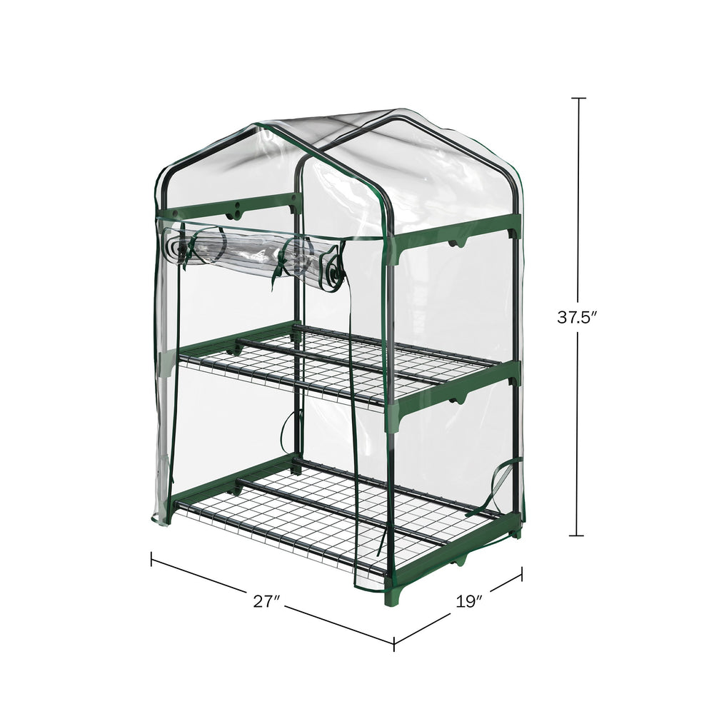 2 Tier Mini Greenhouse - Portable Greenhouse with Steel Frame and PVC Cover for Indoor or Outdoor - Green House by Image 2