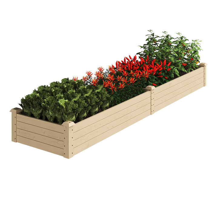 Raised Garden Bed - 8ftx2ft Wood Planter Box with Open Bottom - Easy-to-Assemble Elevated Flower Bed for Vegetables or Image 4