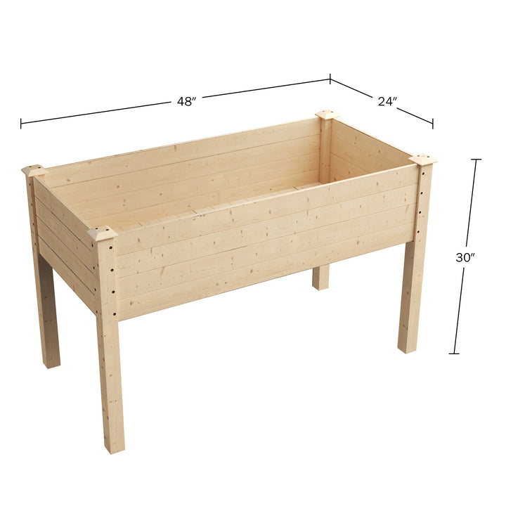 Home-Complete Raised Garden Bed 48x24x30 Inch Wood Planter Box with Liner Image 2