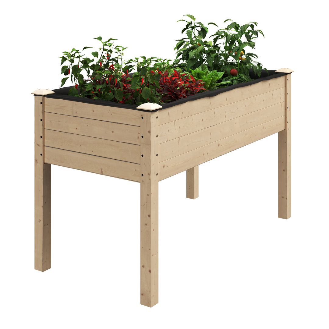 Home-Complete Raised Garden Bed 48x24x30 Inch Wood Planter Box with Liner Image 4