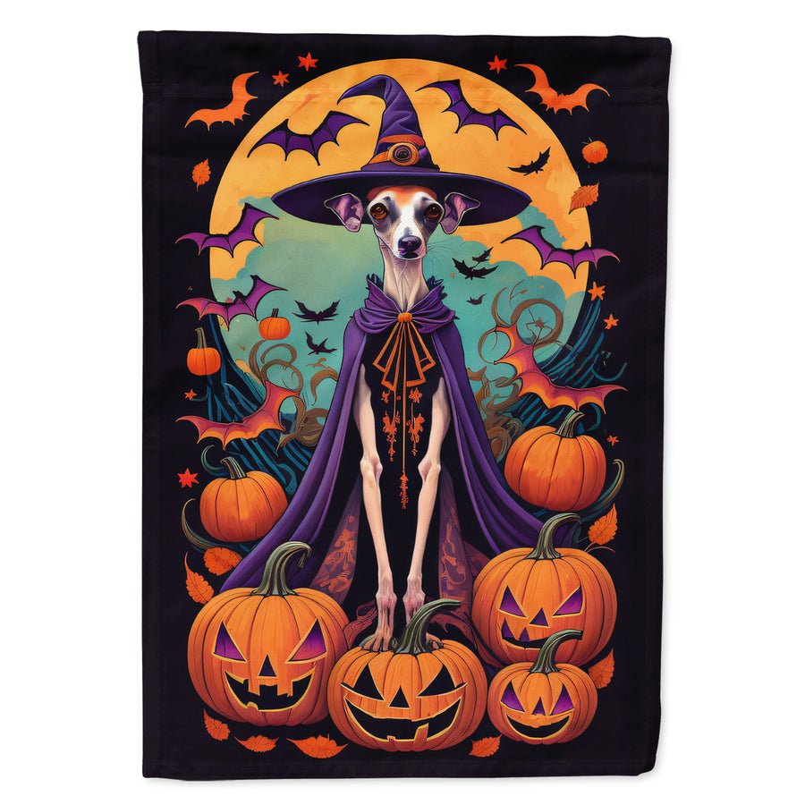 Italian Greyhound Witchy Halloween Garden Flag Image 1