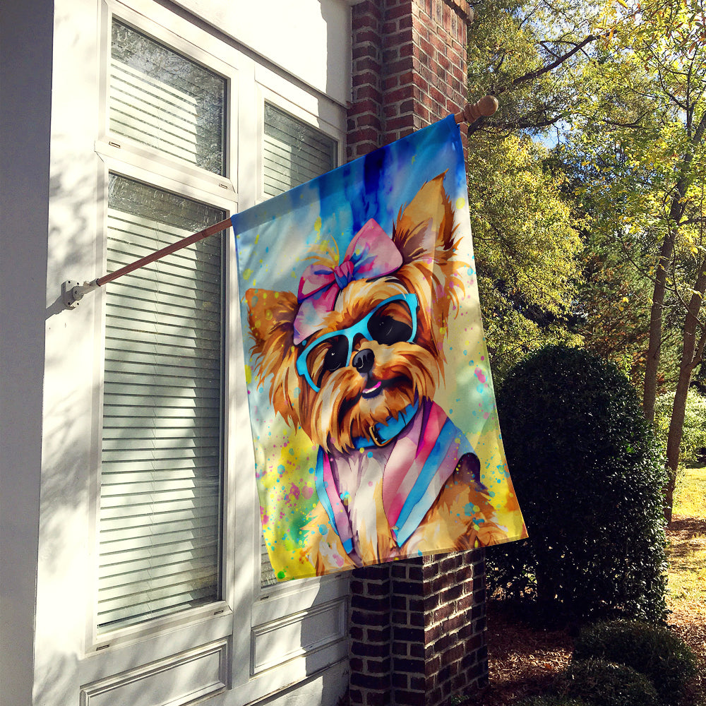 Yorkshire Terrier Hippie Dawg House Flag Image 2