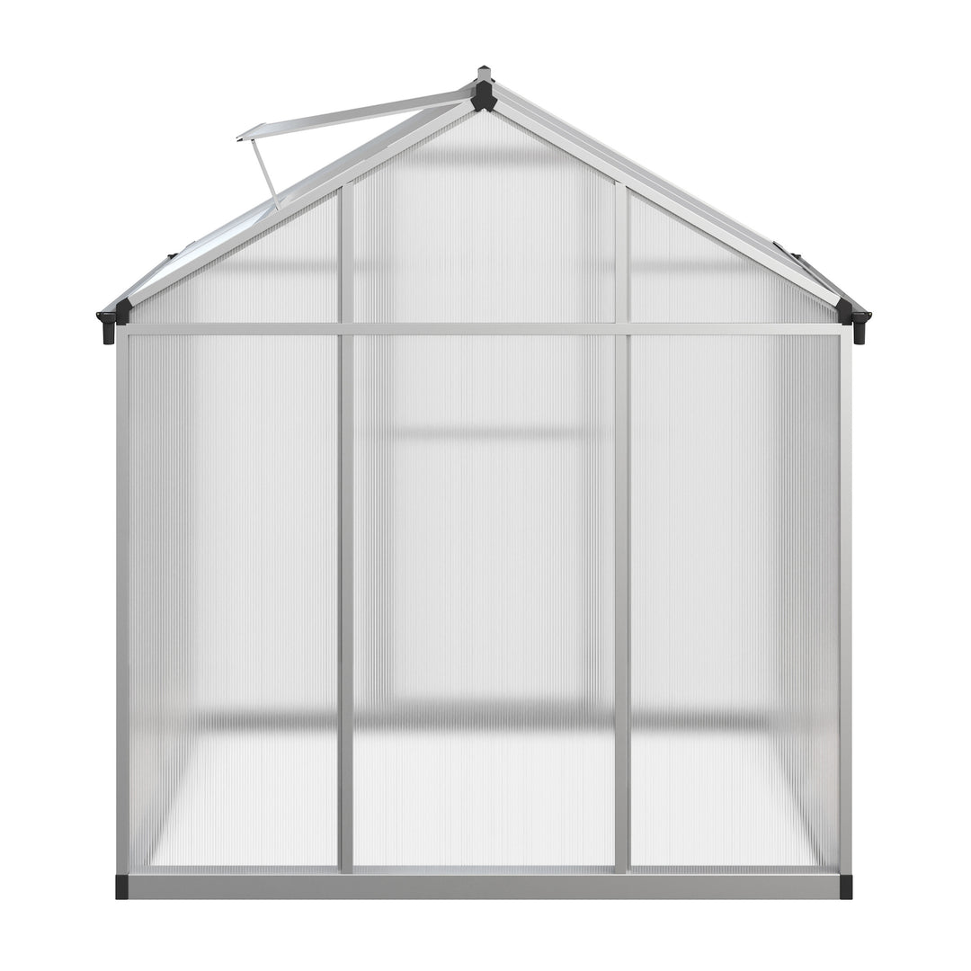 Walk In Greenhouse - 4ft x 6ft Outdoor Green House with Roof Vent and Rain Gutter - Sturdy Polycarbonate Panels with Image 3