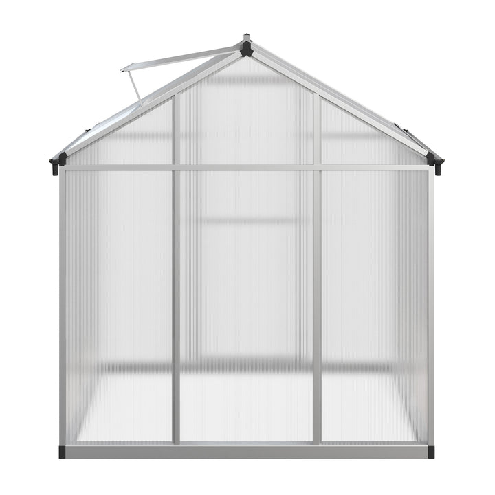 Walk In Greenhouse - 4ft x 6ft Outdoor Green House with Roof Vent and Rain Gutter - Sturdy Polycarbonate Panels with Image 3