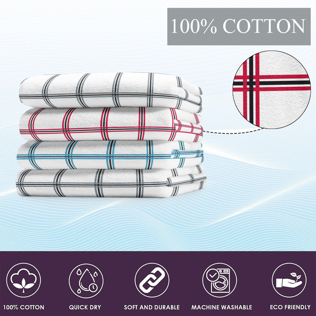 3-Pack: Oversized Absorbent Ultra-Soft 100% Cotton Plaid Premium Kitchen Dish Linen Towels 15"x25" Image 7