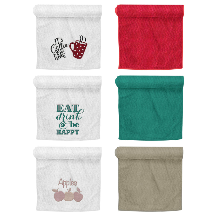 Embroidered Cotton Kitchen Towels 2-Pack Ultra Soft Decorative Absorbent Linen Image 1