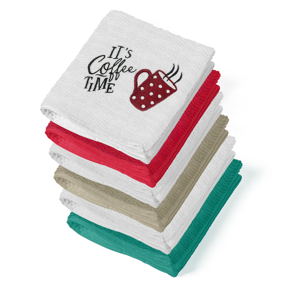 Embroidered Cotton Kitchen Towels 2-Pack Ultra Soft Decorative Absorbent Linen Image 2