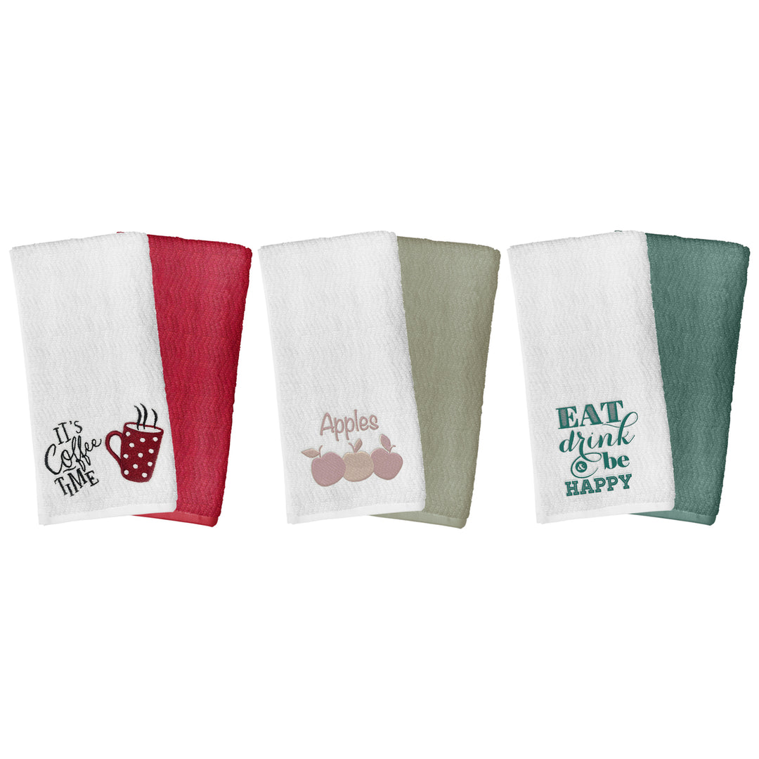 Embroidered Cotton Kitchen Towels 2-Pack Ultra Soft Decorative Absorbent Linen Image 3