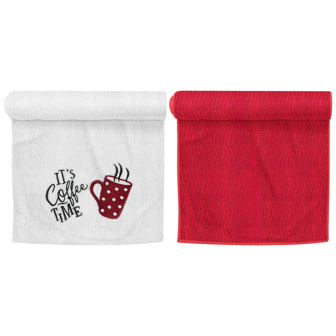 Embroidered Cotton Kitchen Towels 2-Pack Ultra Soft Decorative Absorbent Linen Image 6