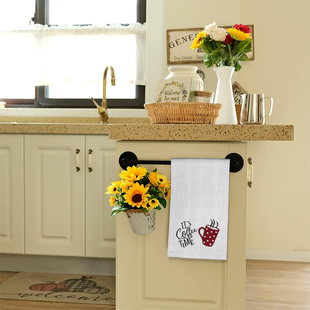 Embroidered Cotton Kitchen Towels 2-Pack Ultra Soft Decorative Absorbent Linen Image 10