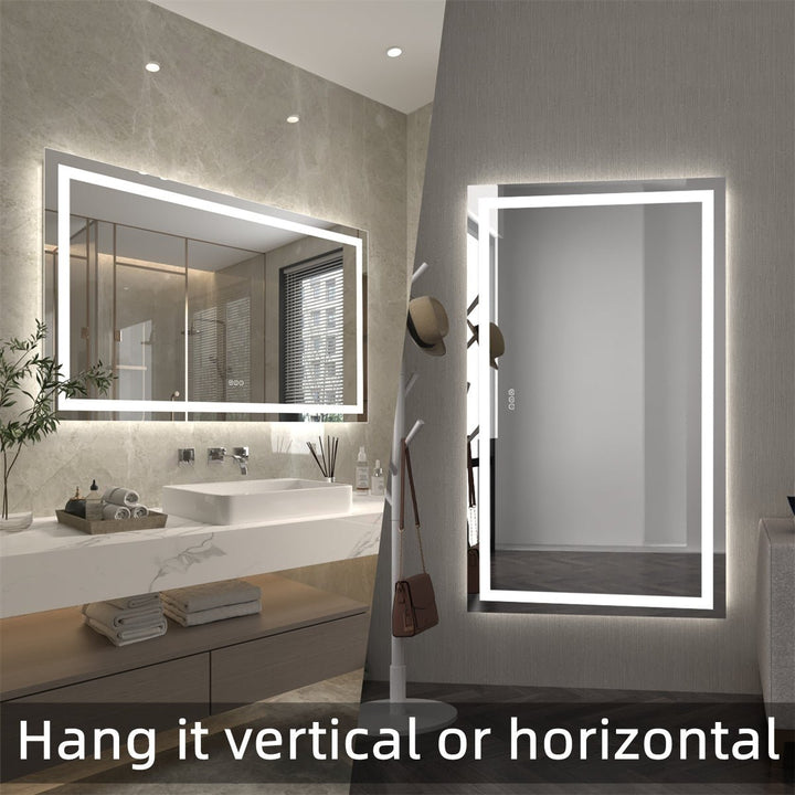 Apex 72" W x 32" H LED Bathroom Large Light Led Mirror,Anti Fog,Dimmable,Dual Lighting Mode,Tempered Glass Image 3