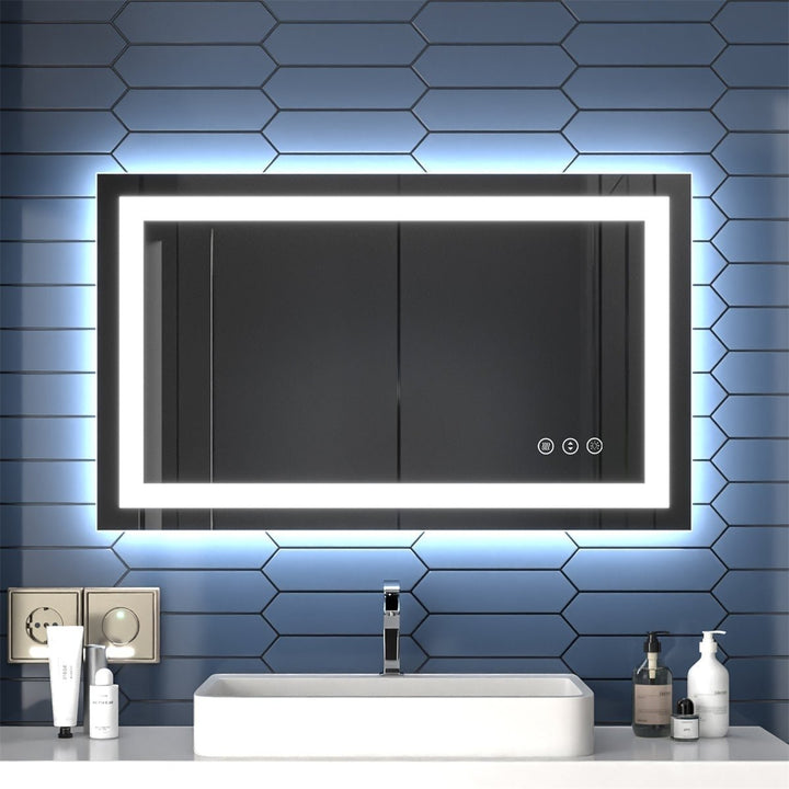 Apex LED Bathroom Light Mirror 40" x 24" Anti Fog Dimmable Dual Lighting Mode Image 1