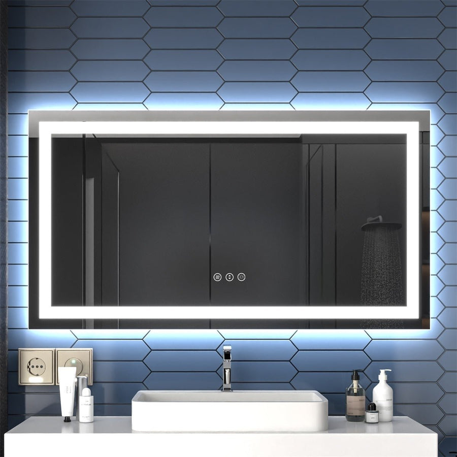 Apex 55" W x 30" H LED Bathroom Light Mirror,Anti Fog,Dimmable,Dual Lighting Mode,Tempered Glass Image 1