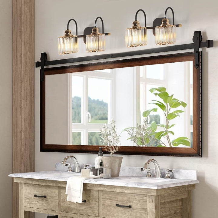 ExBrite 2-light 16" Wide Bathroom Gold Vanity Lights Crystal Vanity Lights Wall Sconces Image 3