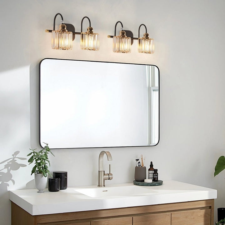 ExBrite 2-light 16" Wide Bathroom Gold Vanity Lights Crystal Vanity Lights Wall Sconces Image 11