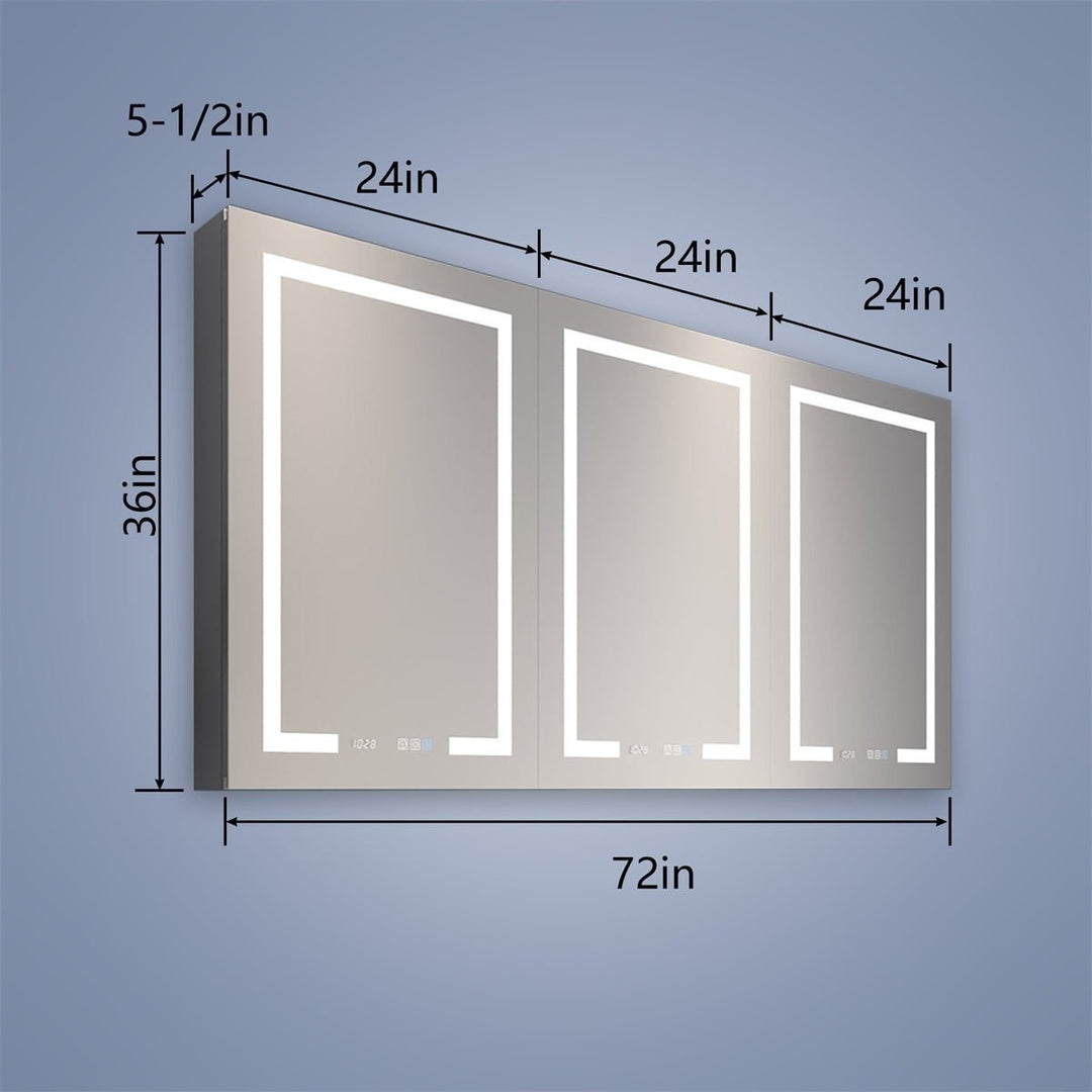 Boost-M2 72" W LED Lighted Medicine Cabinet with Adjustable Shelves and Mirror Image 3