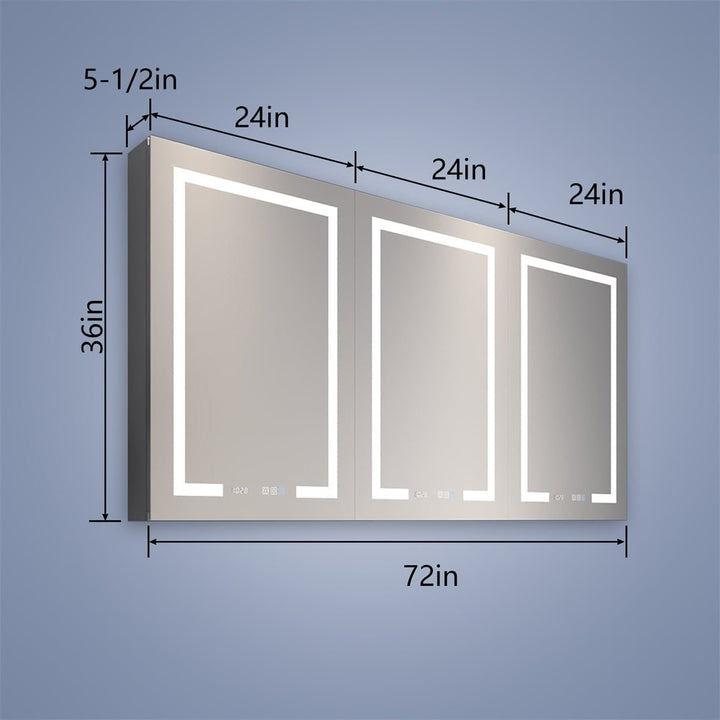 Boost-M2 72" W LED Lighted Medicine Cabinet with Adjustable Shelves and Mirror Image 3