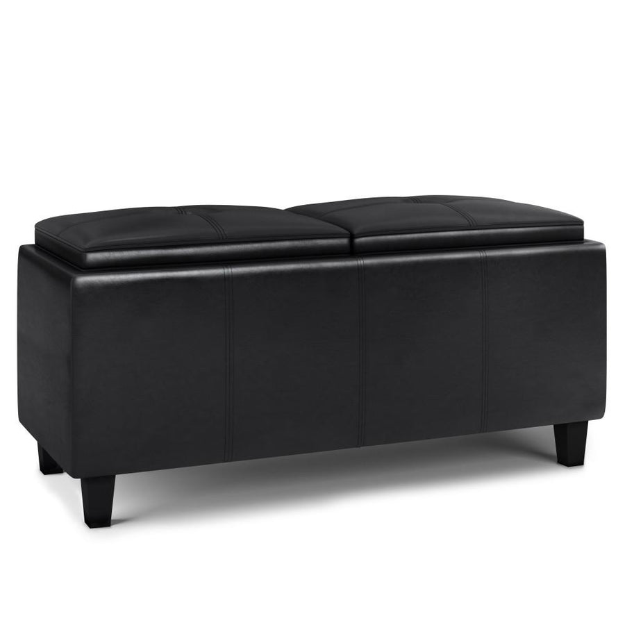 Avalon 2 Tray Storage Ottoman Vegan Leather 42in Large Storage Contemporary Design Image 1