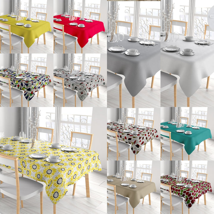 Waterproof PVC Vinyl Tablecloth Multi-Pack Flannel Backed Oil Proof Various Sizes Image 1