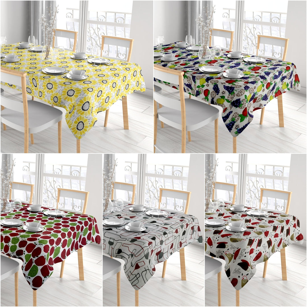 Waterproof PVC Vinyl Tablecloth 2-Pack Flannel Back Oil Proof Various Sizes Image 3