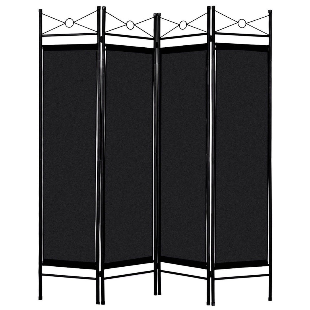 Costway 4 Panel Room Divider Privacy Screen Home Office Fabric Metal Frame Image 1