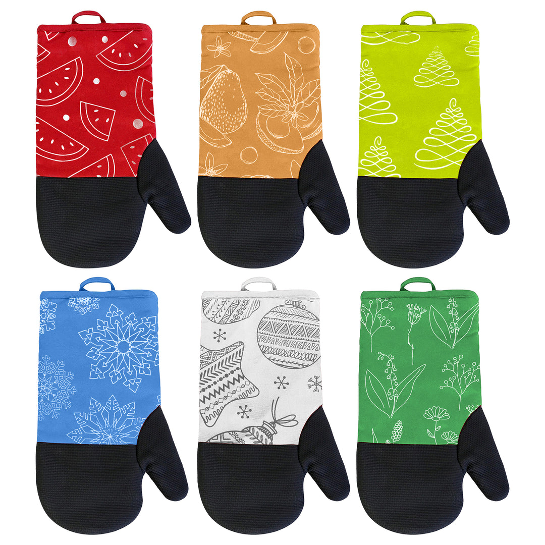 Neoprene Kitchen Set 2 Pack Oven Mitt Pot Holder Heat Resistant Non Slip Cotton Image 3