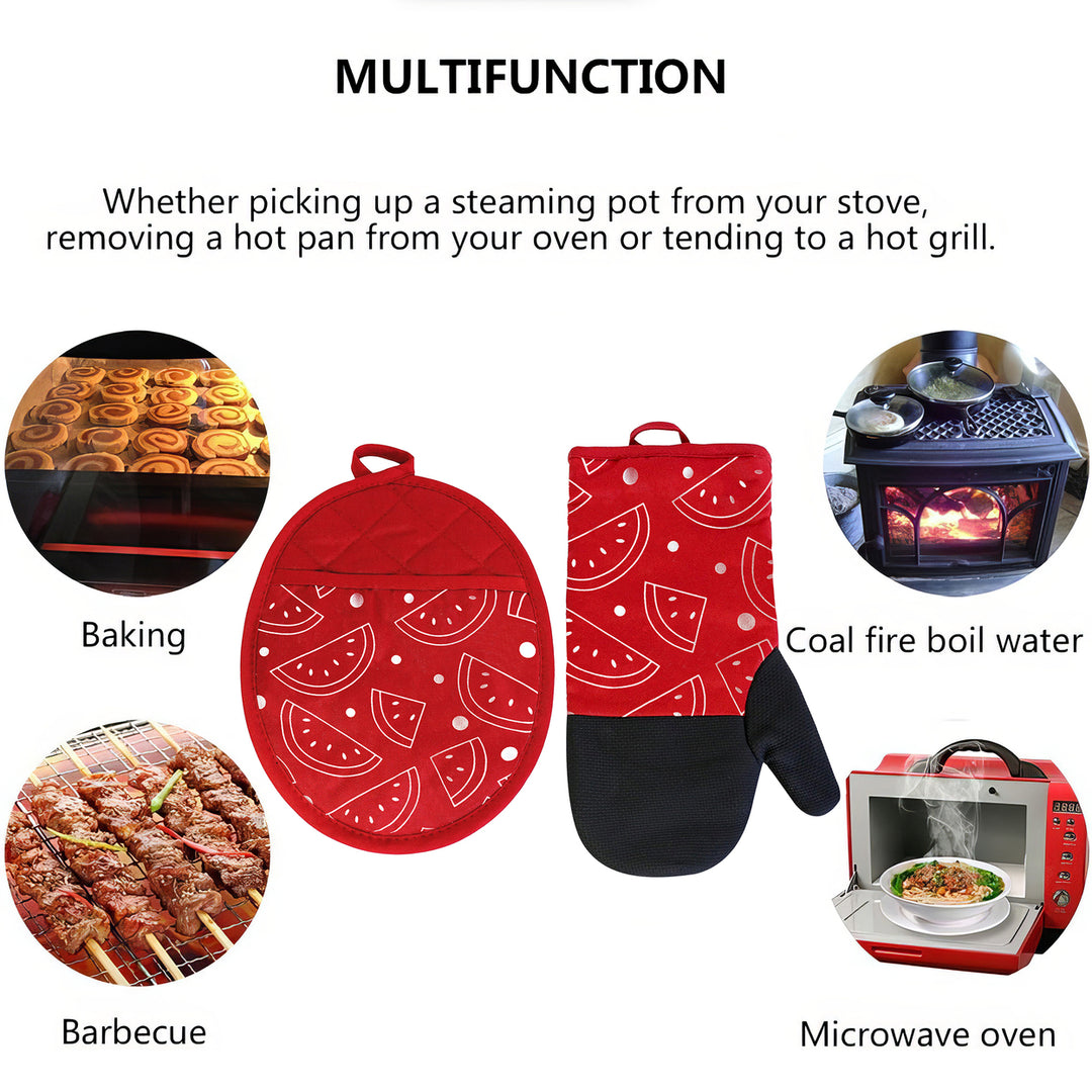 Neoprene Kitchen Set 2 Pack Oven Mitt Pot Holder Heat Resistant Non Slip Cotton Image 6