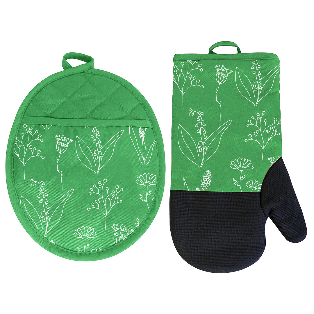 Neoprene Kitchen Set 2 Pack Oven Mitt Pot Holder Heat Resistant Non Slip Cotton Image 7