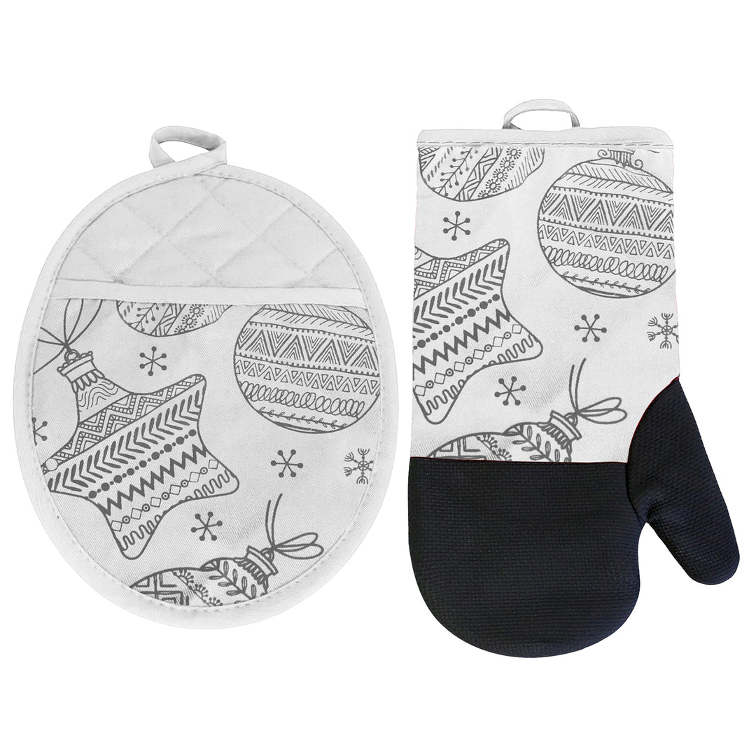 Neoprene Kitchen Set Oven Mitt Pot Holder 2-Piece Heat Resistant Cotton Image 9