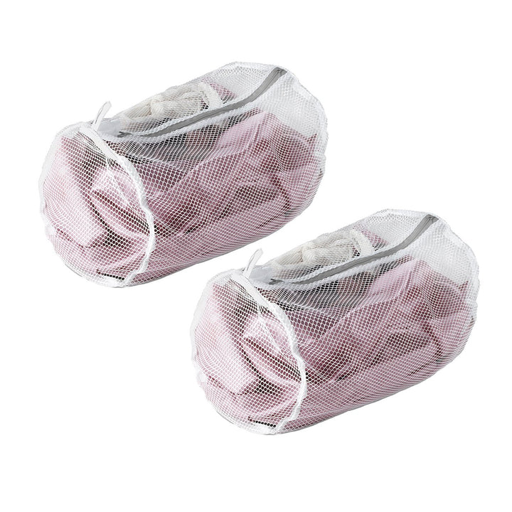 2-Pack: Large Multi-purpose Durable Round Lightweight Nylon Mesh Lingerie Storage Wash Bag 13.5W x 9H x 9D Image 1