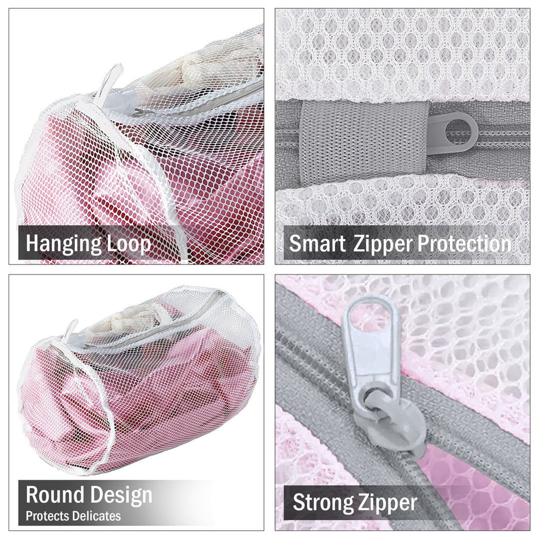 2-Pack: Large Multi-purpose Durable Round Lightweight Nylon Mesh Lingerie Storage Wash Bag 13.5W x 9H x 9D Image 5