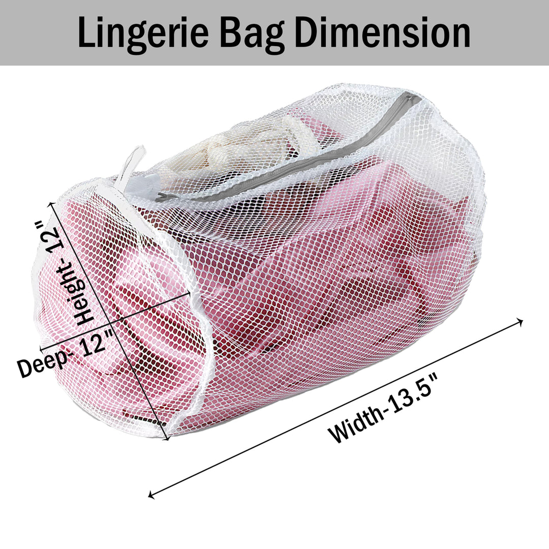2-Pack: Large Multi-purpose Durable Round Lightweight Nylon Mesh Lingerie Storage Wash Bag 13.5W x 9H x 9D Image 12