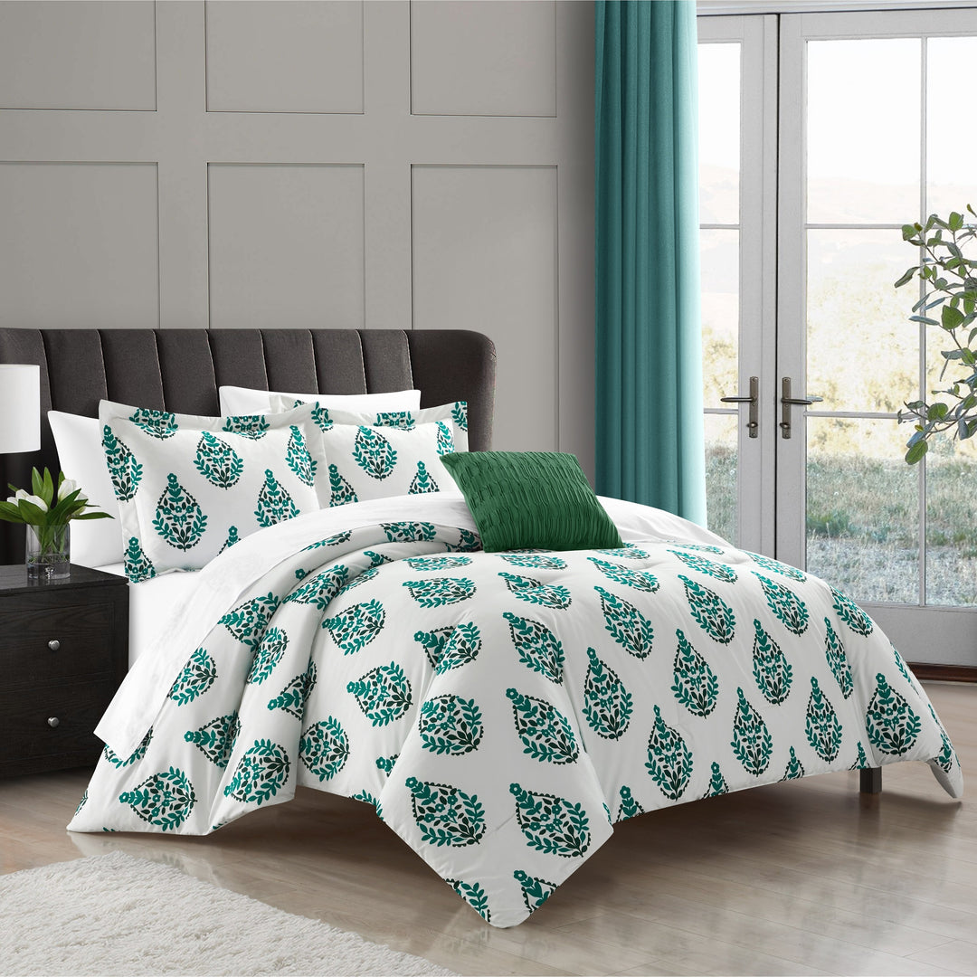 Clairessa 4 or 3 Piece Comforter Set Floral Medallion Print Design Bedding Image 5