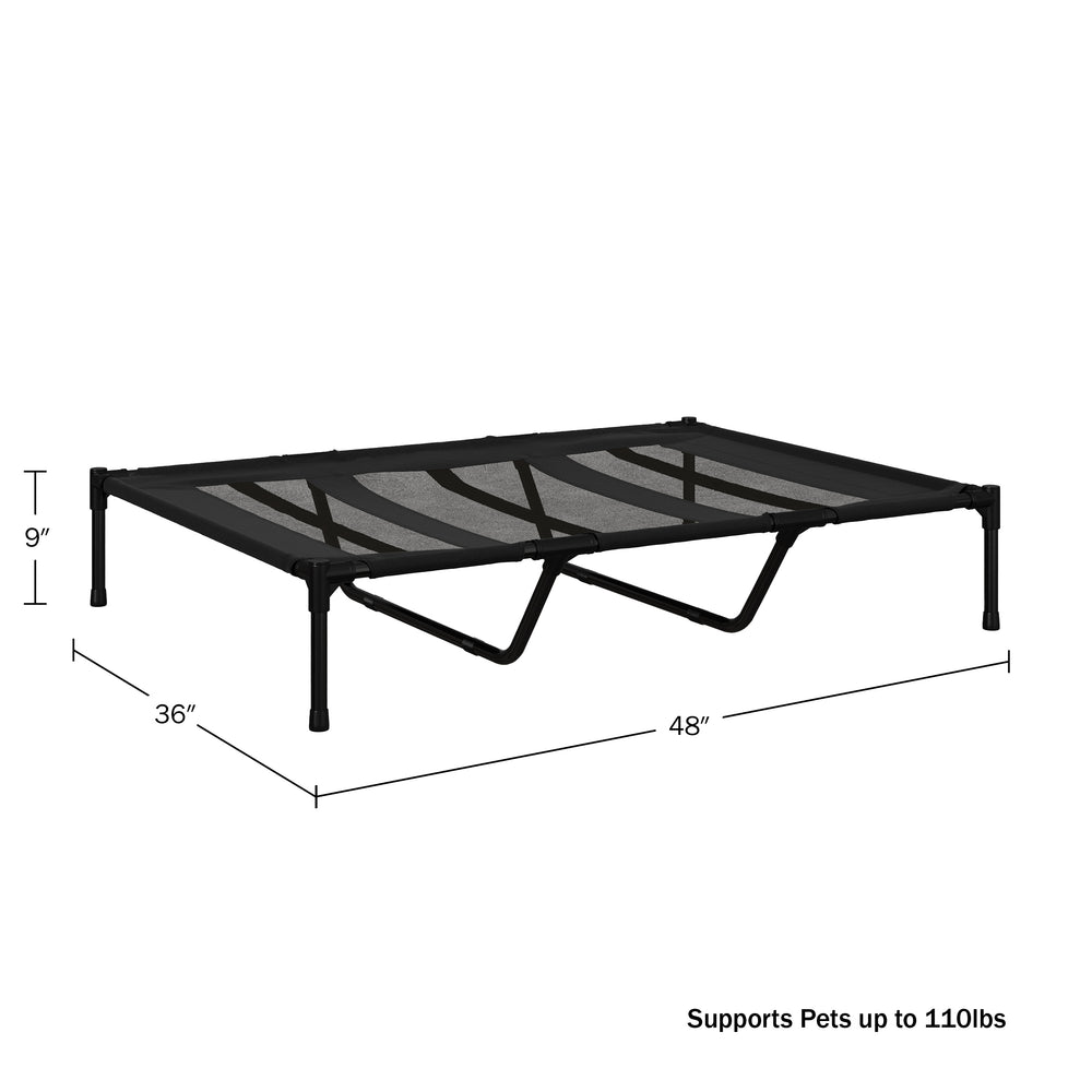 PETMAKER Elevated Dog Bed 48x36 Black Portable Weather Resistant for Pets up to 110lbs Image 2