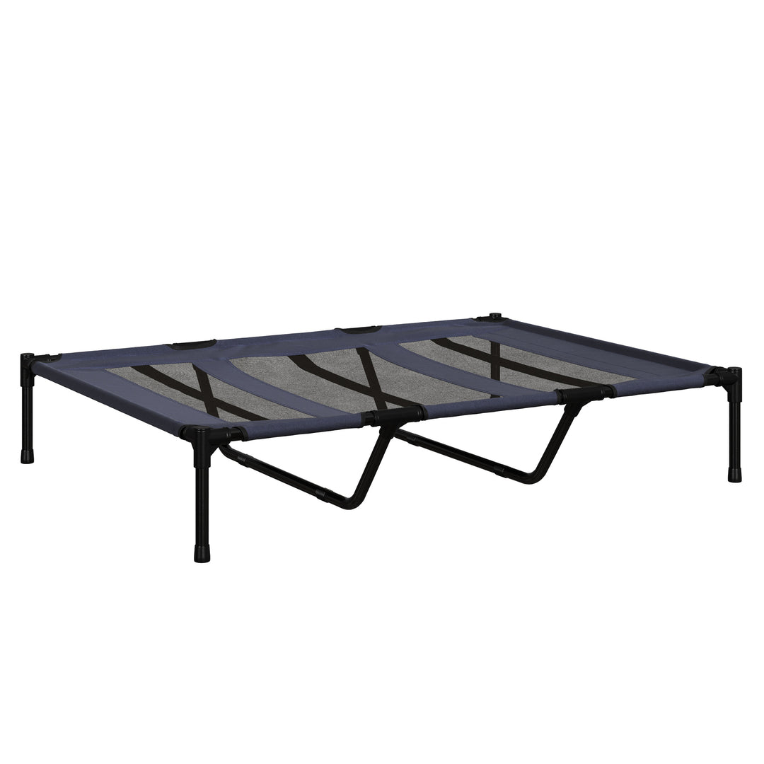 PETMAKER 48x36 Elevated Dog Bed with Canopy Navy Blue Portable Indoor Outdoor Image 1