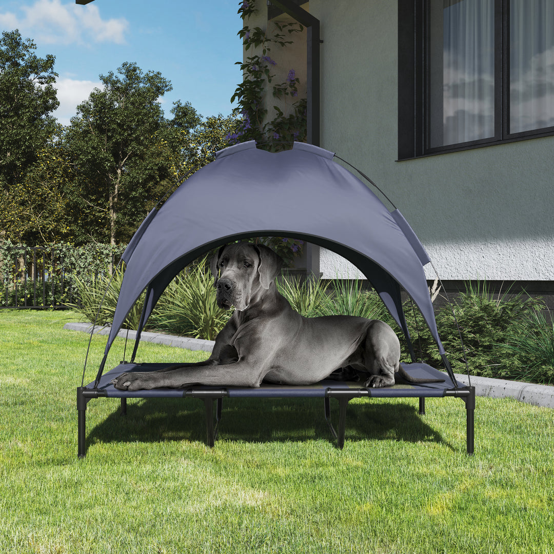 PETMAKER 48x36 Elevated Dog Bed with Canopy Navy Blue Portable Indoor Outdoor Image 3