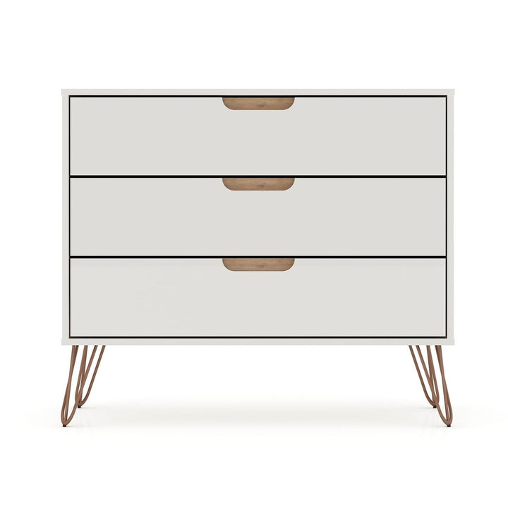 Rockefeller Mid-Century Modern Dresser 3 Drawers Minimalist Storage Furniture Image 1