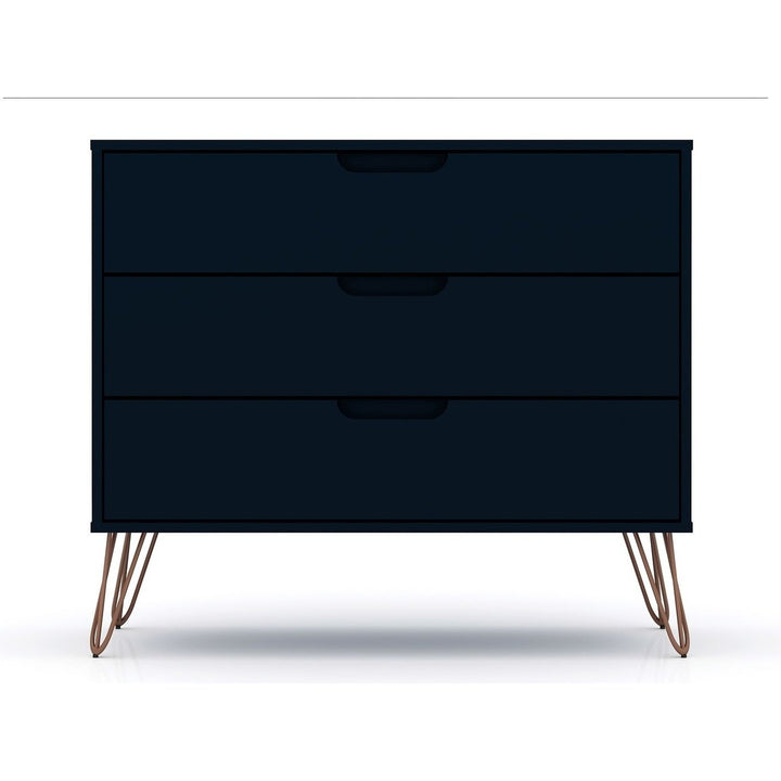 Rockefeller Mid-Century Modern Dresser 3 Drawers Minimalist Storage Furniture Image 1