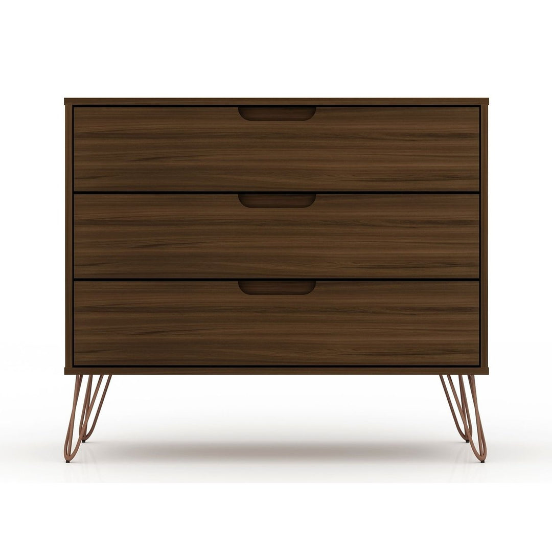 Rockefeller Mid-Century Modern Dresser 3 Drawers Minimalist Storage Furniture Image 1