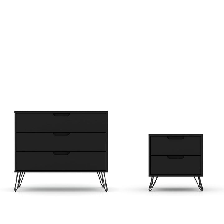 Rockefeller Mic Century- Modern Dresser and Nightstand with Drawers- Set of 2 Image 4