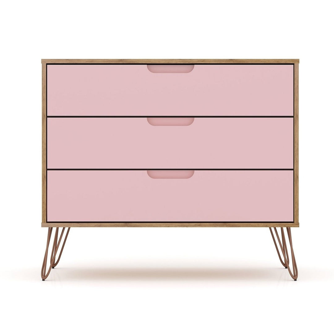 Rockefeller Mid-Century Modern Dresser 3 Drawers Minimalist Storage Furniture Image 1