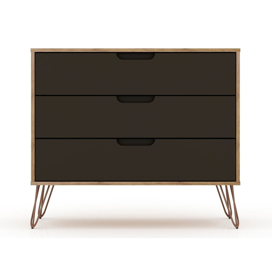 Rockefeller Mid-Century Modern Dresser 3 Drawers Minimalist Storage Furniture Image 1