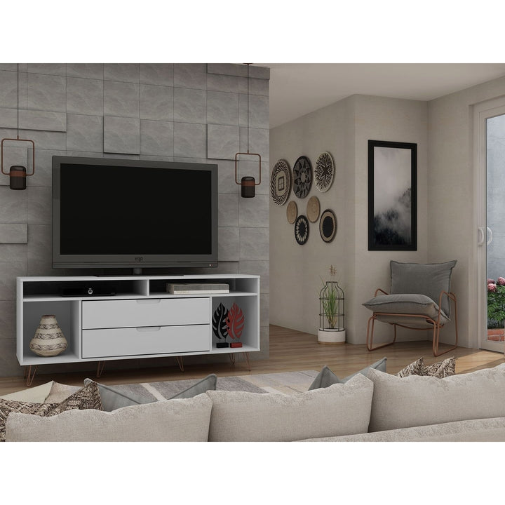 Rockefeller 62.99 TV Stand with Metal Legs and 2 Drawers Image 2