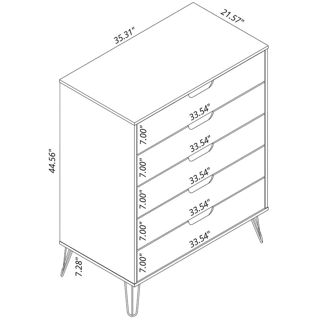 Rockefeller 5-Drawer Tall Dresser with Metal Legs Image 3