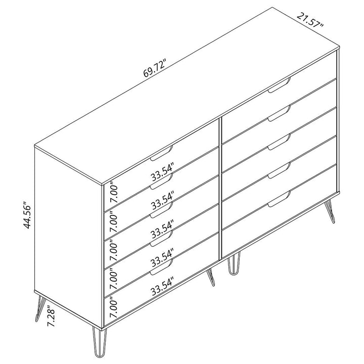 Rockefeller 10-Drawer Double Tall Dresser with Metal Legs Image 3