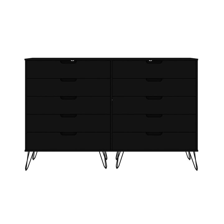 Rockefeller 10-Drawer Double Tall Dresser with Metal Legs Image 4