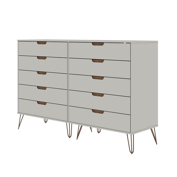 Rockefeller 10-Drawer Double Tall Dresser with Metal Legs Image 5