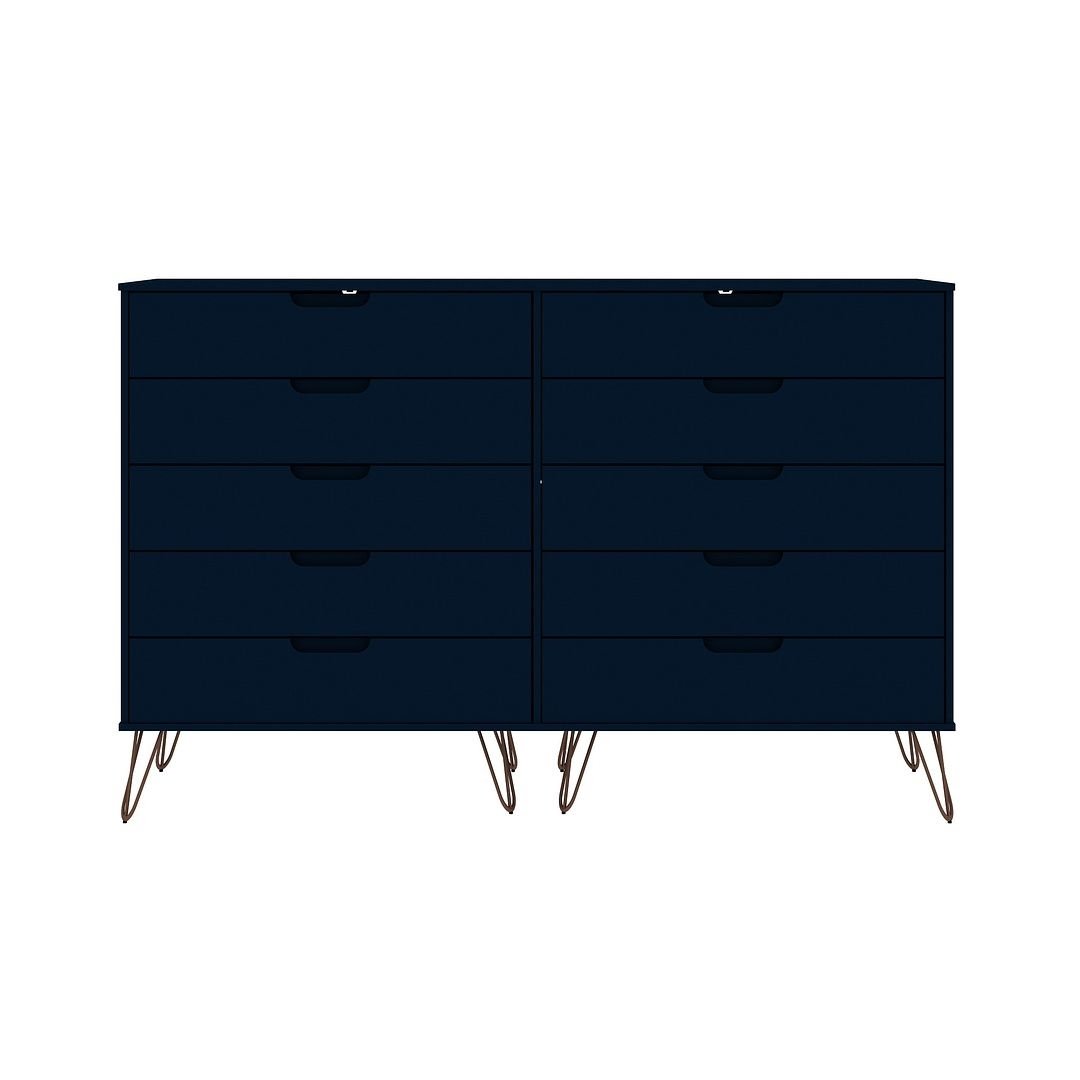 Rockefeller 10-Drawer Double Tall Dresser with Metal Legs Image 6